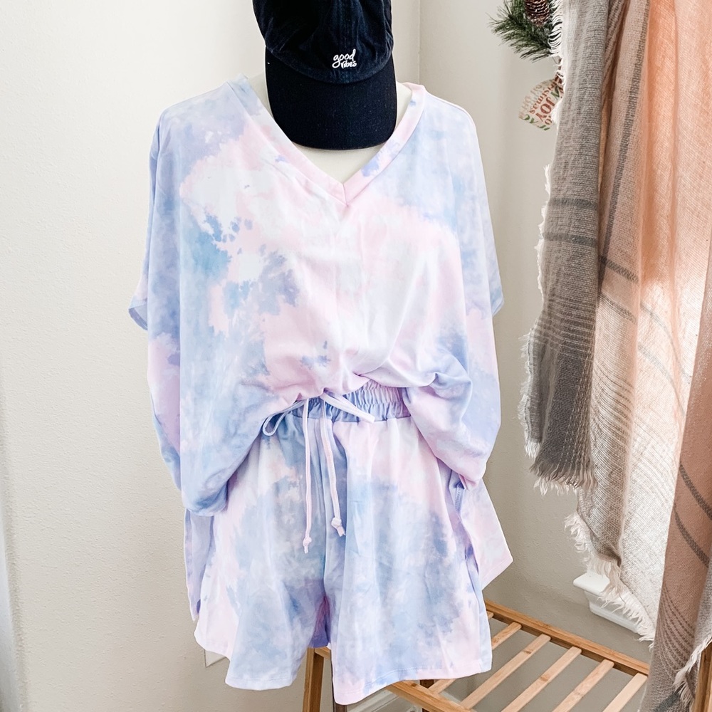 Tie Dye oversized Shirt Short Sets Lounge Wear